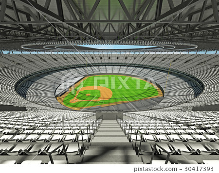Baseball stadium with white seats and VIP boxes 30417393