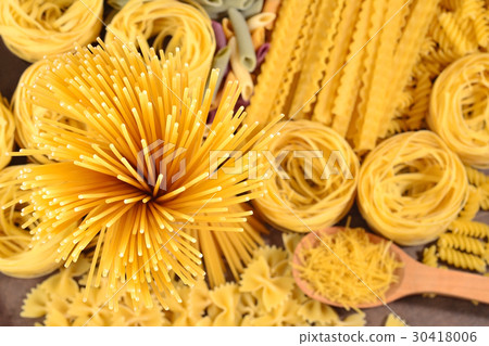 Assortment of uncooked Italian pasta 30418006