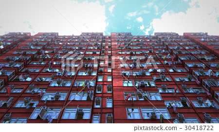 Poor apartment houses perspective view of the sky 30418722