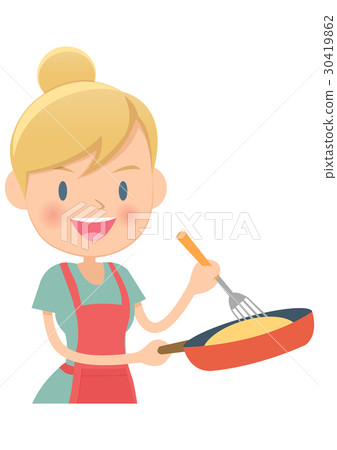 Make an omelet with a housewife frying pan 30419862