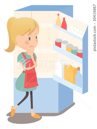 看著家庭主婦冰箱裡面的菜單 30419867