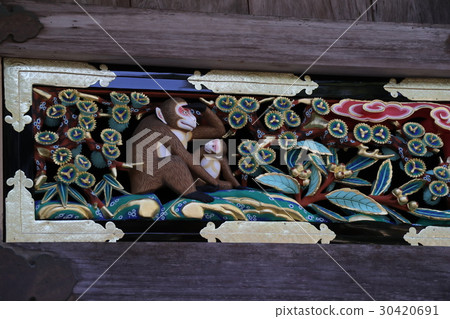 Nikko Toshogu Monkey的雕塑 30420691
