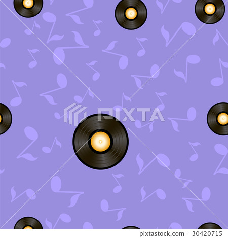 Vynil Records and Musical Notes Seamless Pattern 30420715
