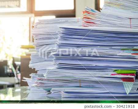 Close up of business documents stack on desk 30421918