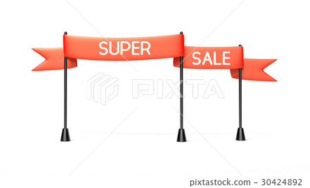 Red banner - super sale. 3d illustration Red banner - super sale. 3d illustration 30424892