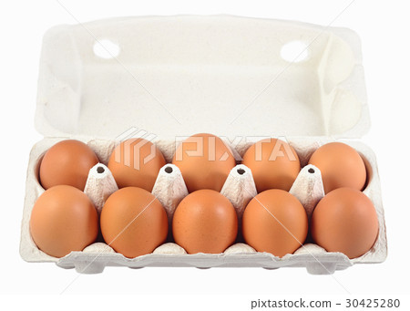 Carton of fresh brown eggs on a white Carton of fresh brown eggs on a white 30425280