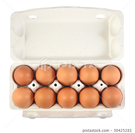 Carton of fresh brown eggs on a white Carton of fresh brown eggs on a white 30425281