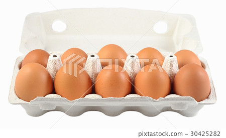 Carton of fresh brown eggs on a white Carton of fresh brown eggs on a white 30425282