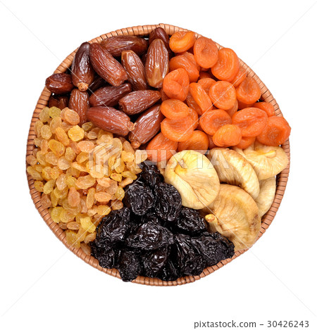 Various dried fruits in bowl 30426243
