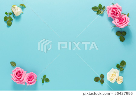 Roses and leaves top view Roses and leaves top view 30427996