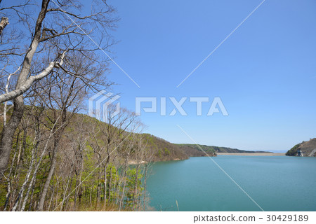 The view from the Ishibuki open space of Oshu lake in spring The view from the Ishibuki open space of Oshu lake in spring 30429189