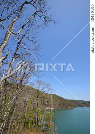 The view from the Ishibuki open space of Oshu lake in spring The view from the Ishibuki open space of Oshu lake in spring 30429190