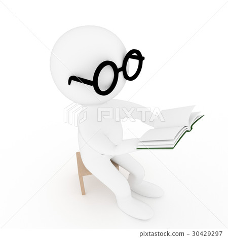 Simple Person Reading small people reading book on isolated white - Stock Illustration ...