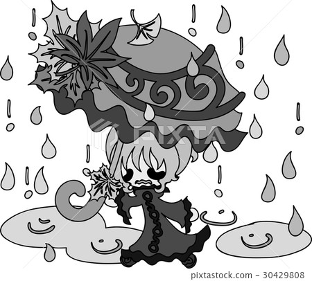 Cute illustration of autumn and girls - Autumn Rain - Cute illustration of autumn and girls - Autumn Rain - 30429808