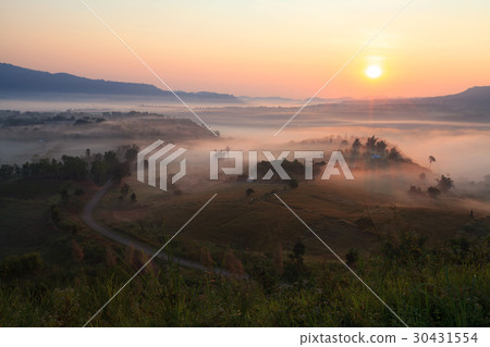 Fog in morning sunrise at Khao Takhian Ngo Fog in morning sunrise at Khao Takhian Ngo 30431554
