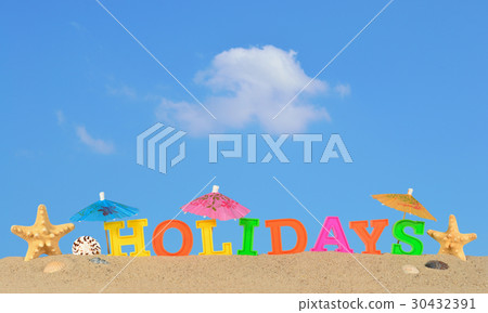 Holidays letters on a beach sand Holidays letters on a beach sand 30432391