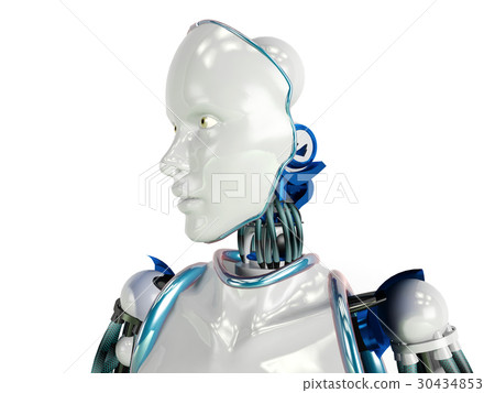 Futuristic humanoid robot on white background 30434853