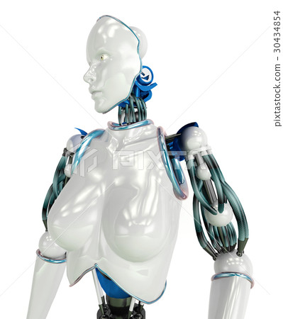 Female humanoid robot on white background 30434854