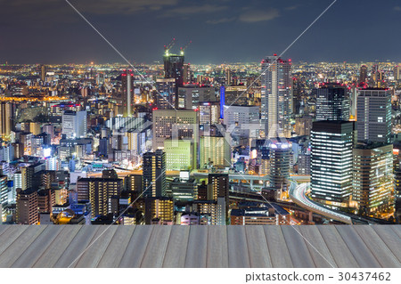 Aerial view Osaka central business downtown 30437462