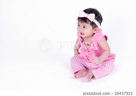 Asian baby girl is smiling and laughing  30437925