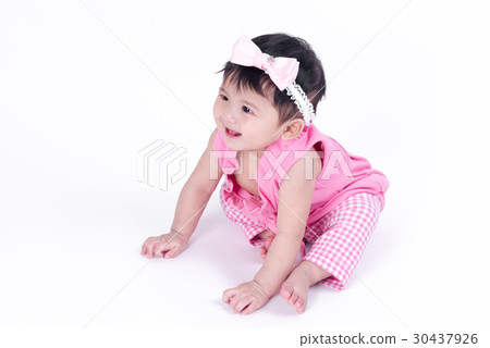 Asian baby girl is smiling and laughing Asian baby girl is smiling and laughing 30437926
