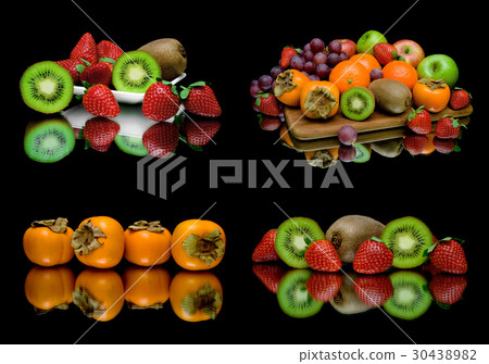 Ripe juicy fruit on a black background. 30438982