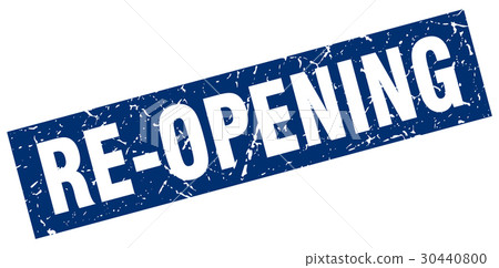 square grunge blue re-opening stamp 30440800