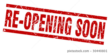 square grunge red re-opening soon stamp square grunge red re-opening soon stamp 30440801