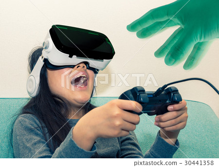 Child playing in VR game Child playing in VR game 30441358