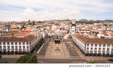 Aerial view of Praca da Republica in Ponta Delgada Aerial view of Praca da Republica in Ponta Delgada 30441835