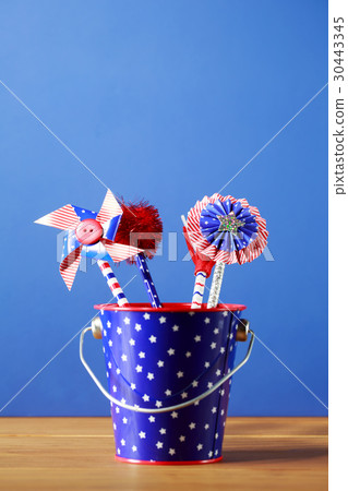 4th of July decorations on blue background 4th of July decorations on blue background 30443345