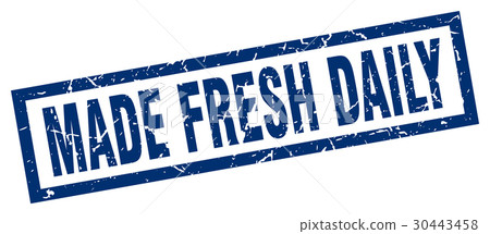 square grunge blue made fresh daily stamp 30443458