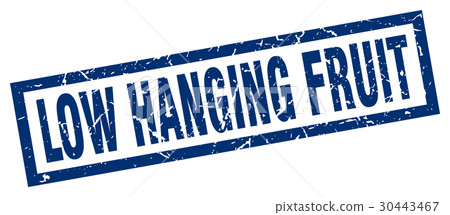 square grunge blue low hanging fruit stamp 30443467