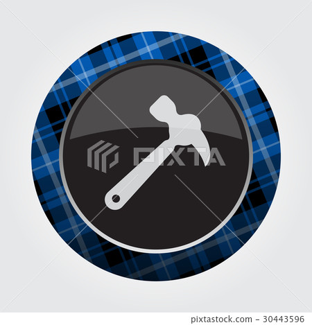 button with blue, black tartan - claw hammer icon 30443596