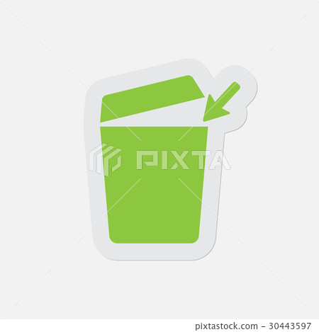 simple green icon - trashcan with open lid, arrow 30443597