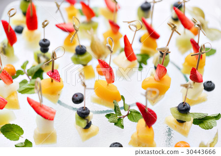 Appetizers, gourmet food - canape with cheese and Appetizers, gourmet food - canape with cheese and 30443666