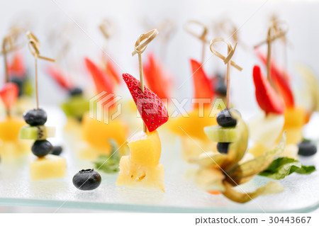 Appetizers, gourmet food - canape with cheese and Appetizers, gourmet food - canape with cheese and 30443667