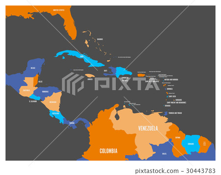 Central America and Carribean states political map 30443783