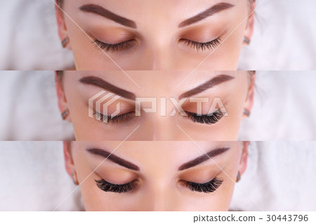 Eyelash Extension Procedure. Comparison of female Eyelash Extension Procedure. Comparison of female 30443796