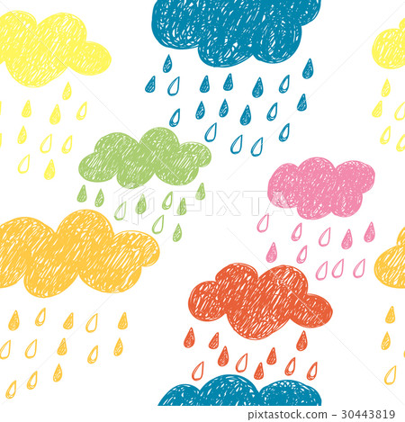 Seamless pattern with colorful rainy clouds - Stock Illustration ...