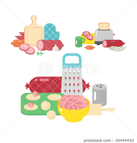 Meat products ingredient and rustic elements Meat products ingredient and rustic elements 30444450