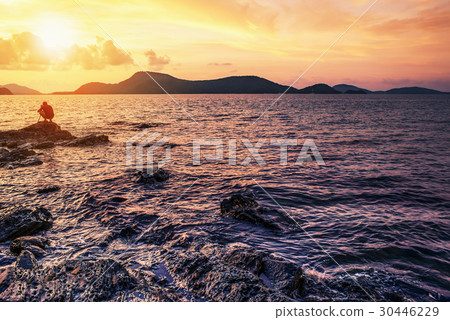 Seascape landscape nature in twilight with sunset Seascape landscape nature in twilight with sunset 30446229