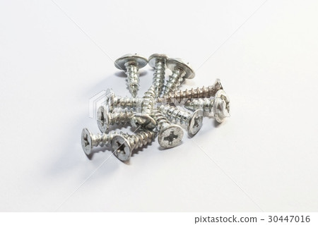 Used old screws with isolated white background 30447016