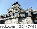 Japanese castle Kumamoto castle and stone wall 30447668