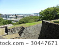 Japanese castle Kumamoto castle and stone wall 30447671
