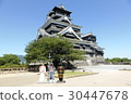 Japanese castle Kumamoto castle and stone wall 30447678