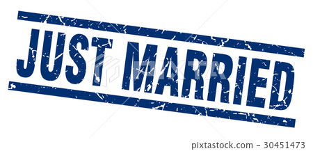 square grunge blue just married stamp square grunge blue just married stamp 30451473