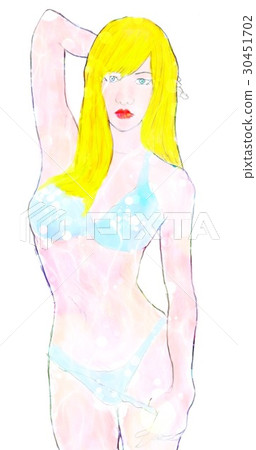 Beautiful woman smiling at seeing here 2 Beautiful woman smiling at seeing here 2 30451702
