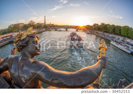 Alexandre III bridge in Paris with boat in  France 30452553