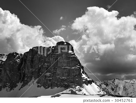 Black and white view on snowy rocks Black and white view on snowy rocks 30452761